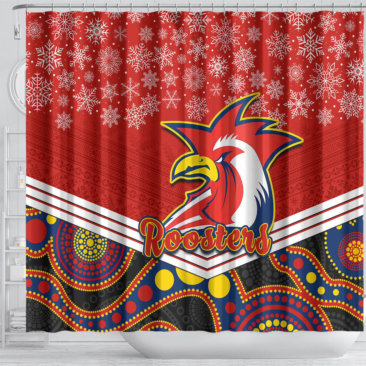 custom-roosters-rugby-christmas-shower-curtain-merry-xmas-2023-mix-aboriginal-art