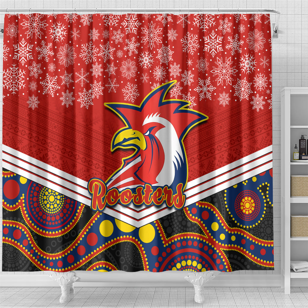 custom-roosters-rugby-christmas-shower-curtain-merry-xmas-2023-mix-aboriginal-art