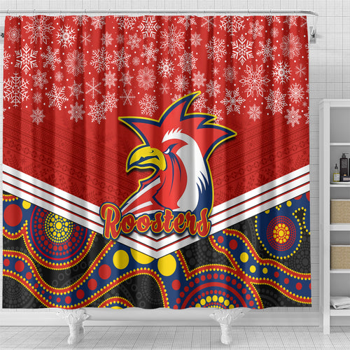 custom-roosters-rugby-christmas-shower-curtain-merry-xmas-2023-mix-aboriginal-art