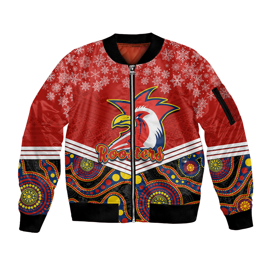 custom-roosters-rugby-christmas-sleeve-zip-bomber-jacket-merry-xmas-2023-mix-aboriginal-art