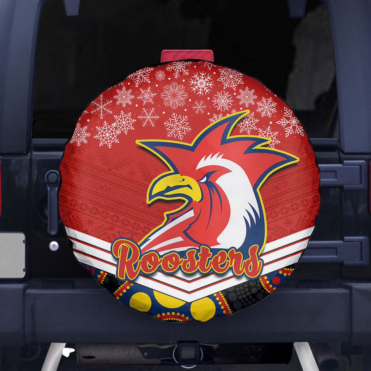 custom-roosters-rugby-christmas-spare-tire-cover-merry-xmas-2023-mix-aboriginal-art