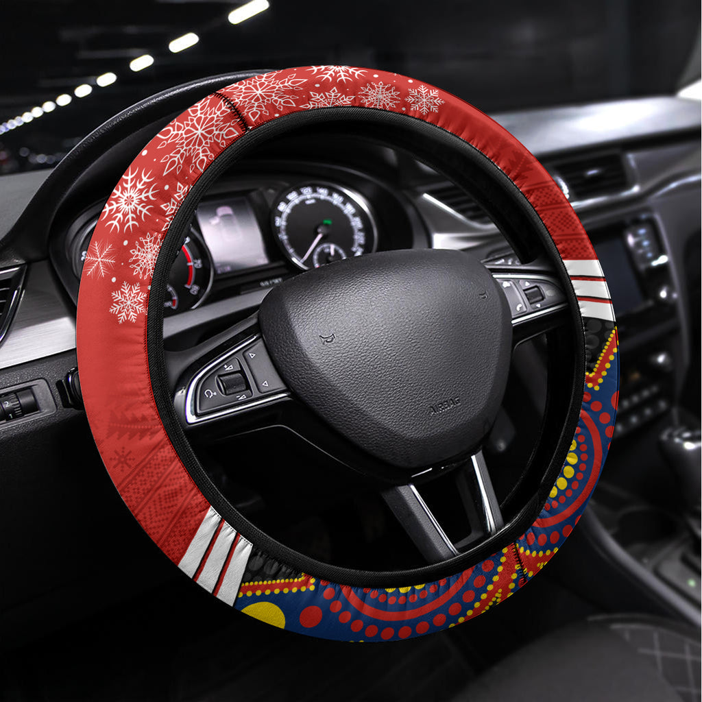 Roosters Rugby Christmas Steering Wheel Cover Merry Xmas 2023 Mix Aboriginal Art