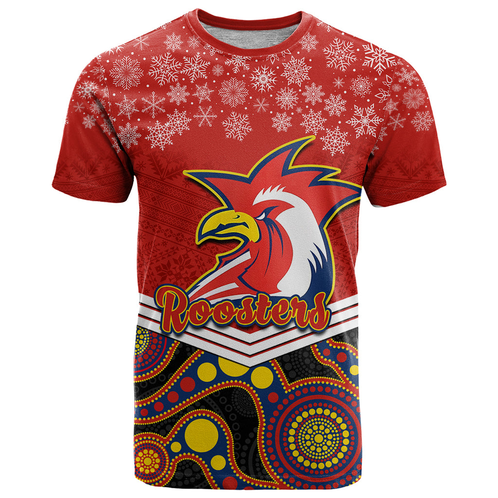 custom-roosters-rugby-christmas-t-shirt-merry-xmas-2023-mix-aboriginal-art