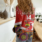 custom-roosters-rugby-christmas-women-casual-shirt-merry-xmas-2023-mix-aboriginal-art