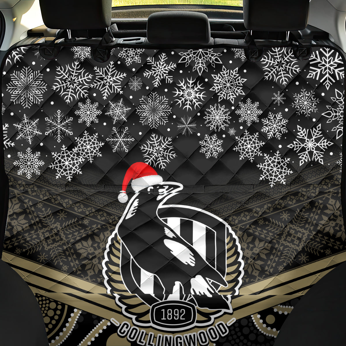custom-collingwood-football-christmas-back-car-seat-cover-merry-xmas-2023-mix-aboriginal-art