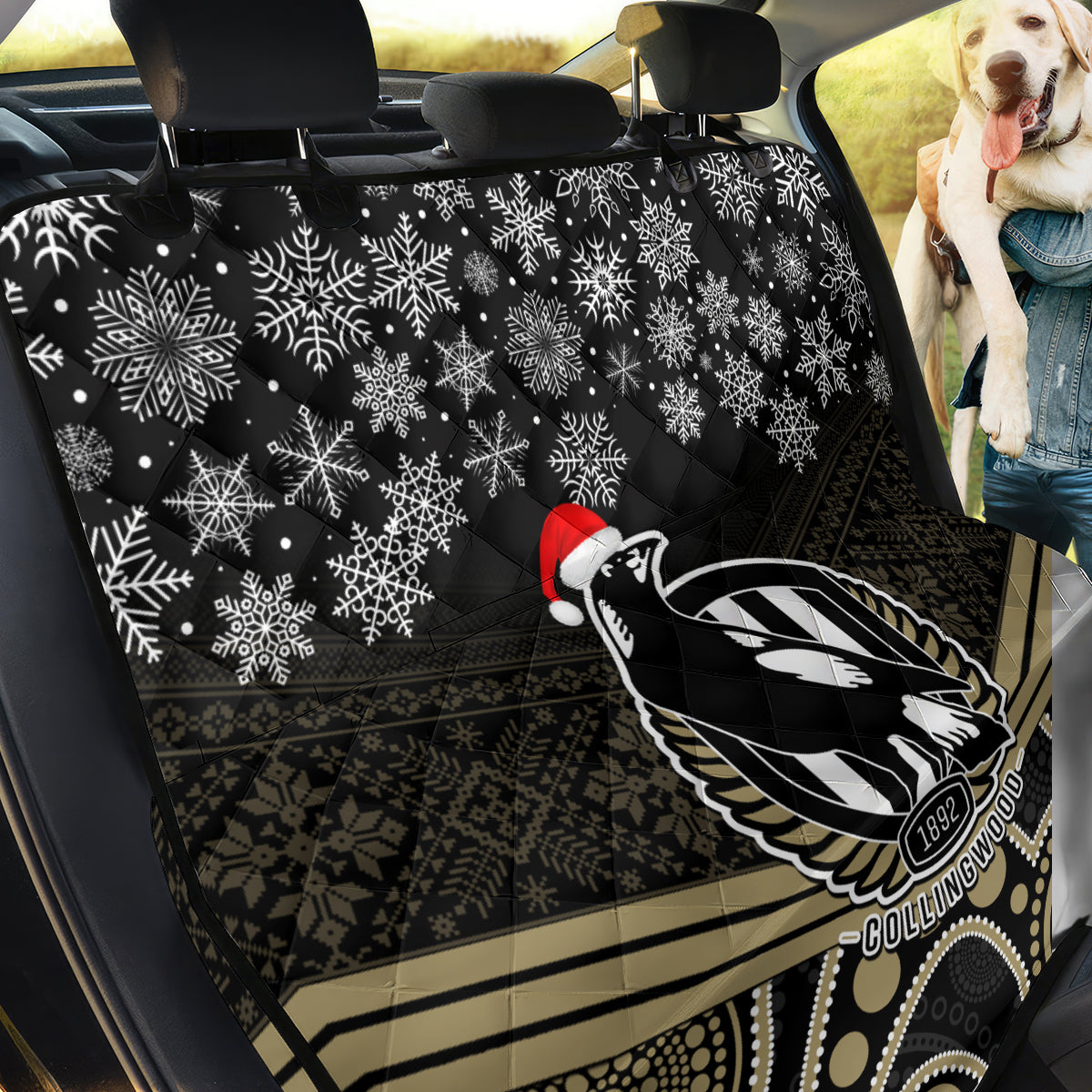 custom-collingwood-football-christmas-back-car-seat-cover-merry-xmas-2023-mix-aboriginal-art