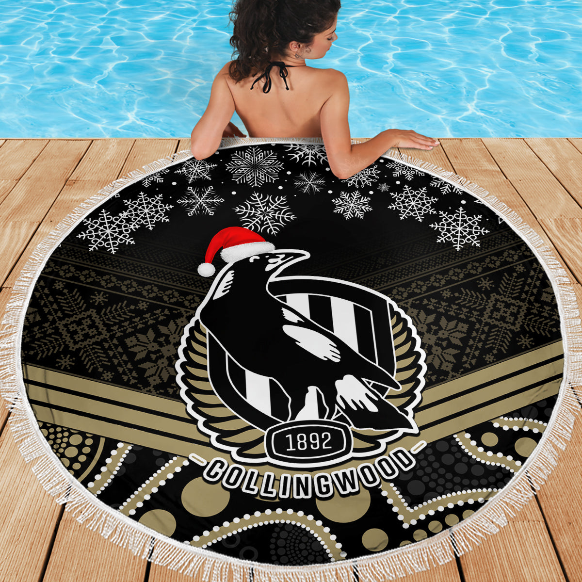custom-collingwood-football-christmas-beach-blanket-merry-xmas-2023-mix-aboriginal-art