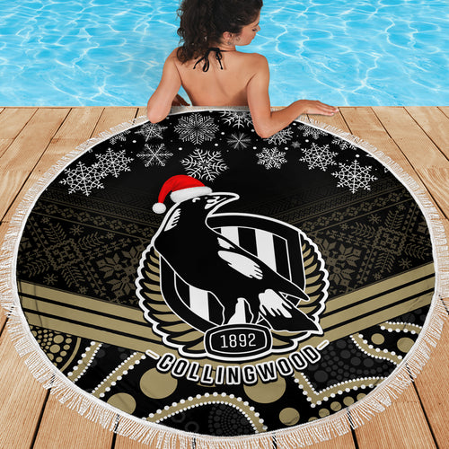 custom-collingwood-football-christmas-beach-blanket-merry-xmas-2023-mix-aboriginal-art