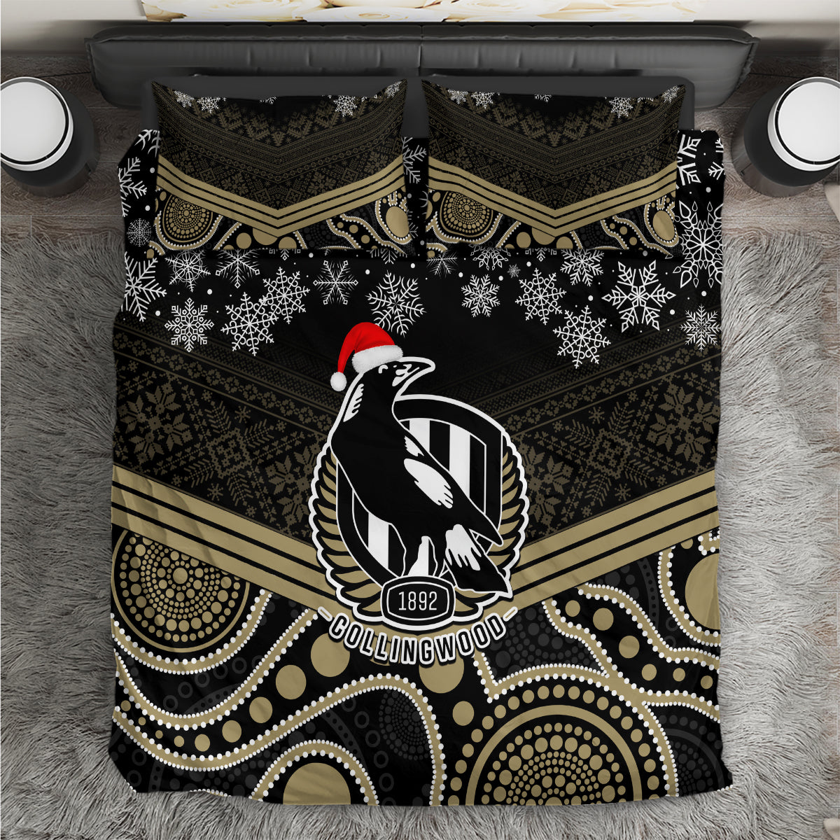 custom-collingwood-football-christmas-bedding-set-merry-xmas-2023-mix-aboriginal-art