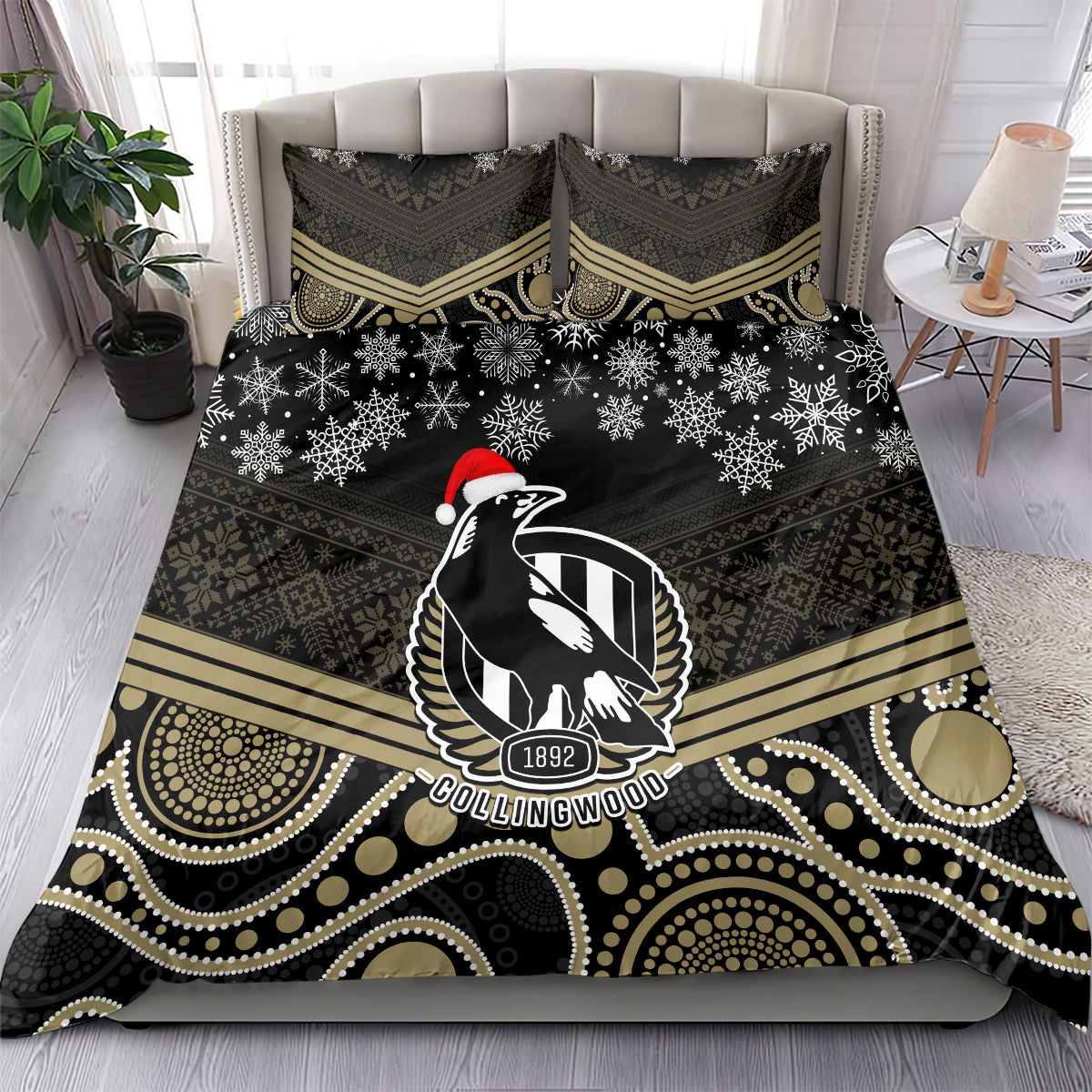 custom-collingwood-football-christmas-bedding-set-merry-xmas-2023-mix-aboriginal-art