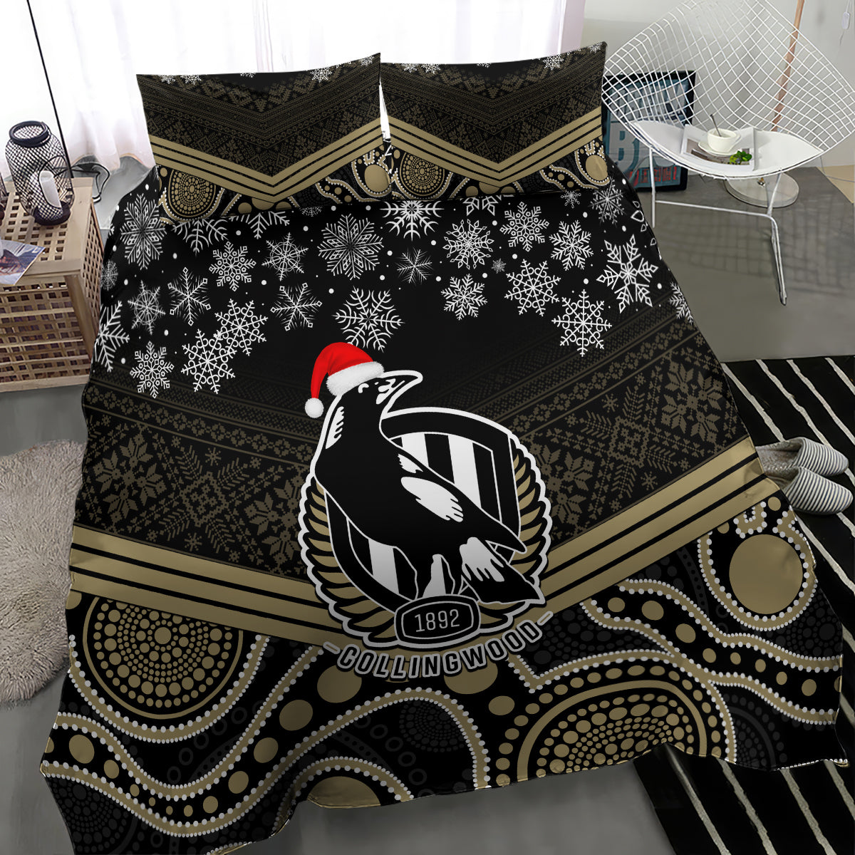 custom-collingwood-football-christmas-bedding-set-merry-xmas-2023-mix-aboriginal-art