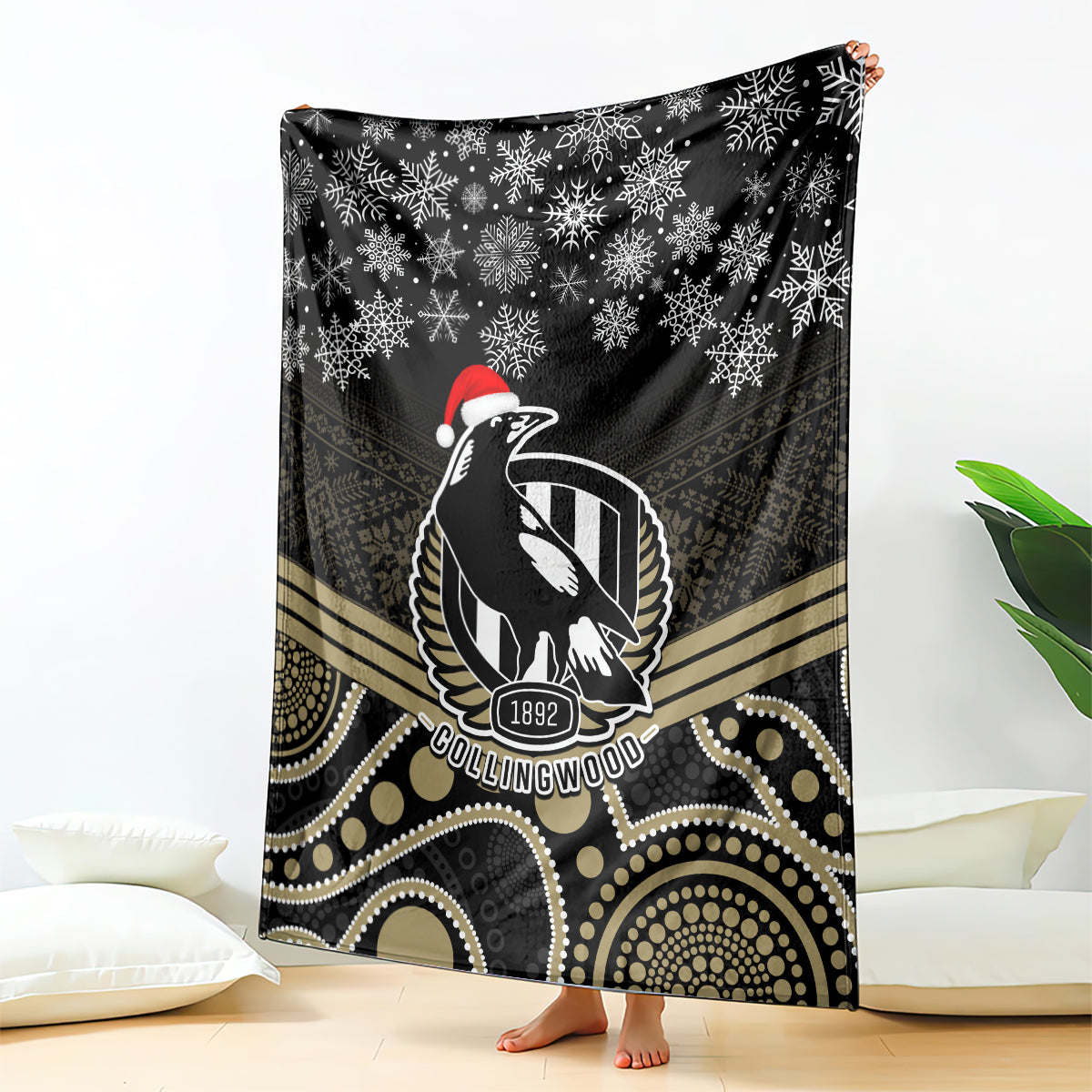 custom-collingwood-football-christmas-blanket-merry-xmas-2023-mix-aboriginal-art