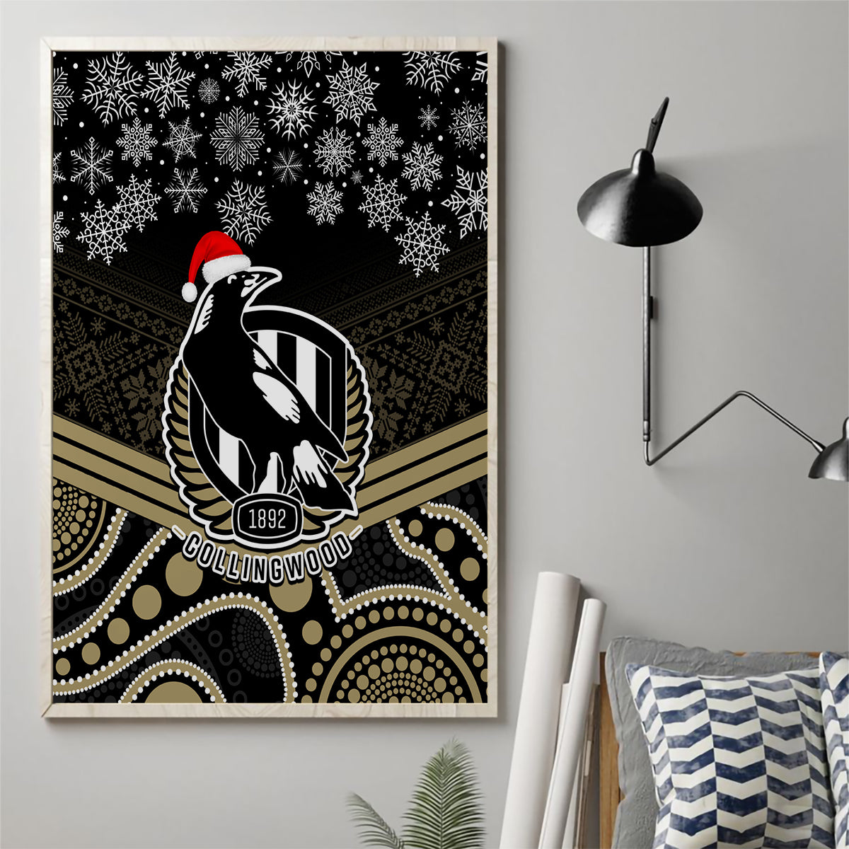 custom-collingwood-football-christmas-canvas-wall-art-merry-xmas-2023-mix-aboriginal-art