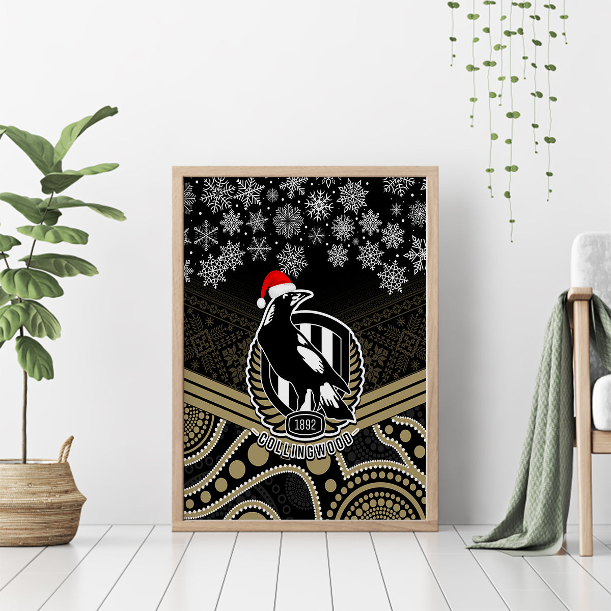 custom-collingwood-football-christmas-canvas-wall-art-merry-xmas-2023-mix-aboriginal-art