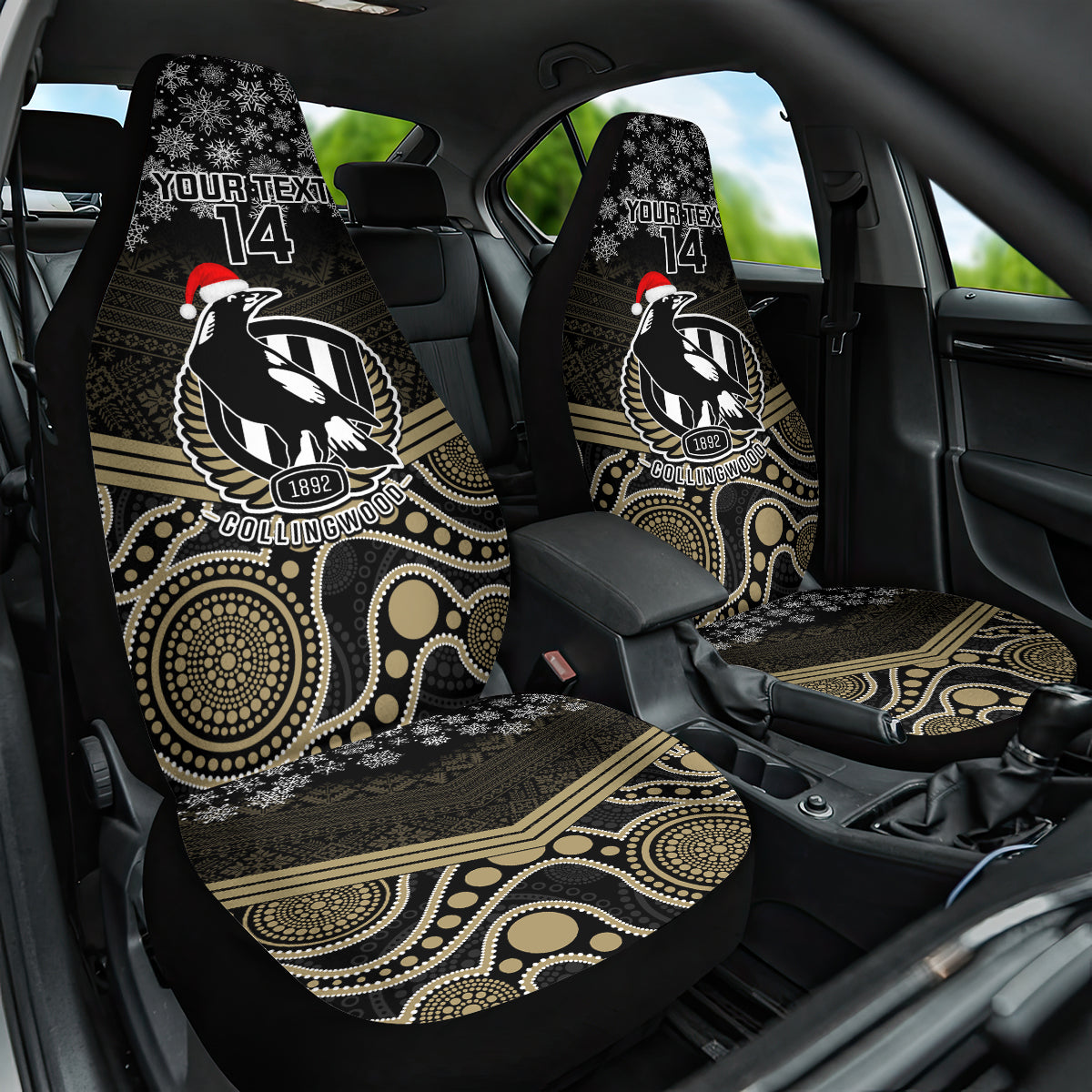 custom-collingwood-football-christmas-car-seat-cover-merry-xmas-2023-mix-aboriginal-art