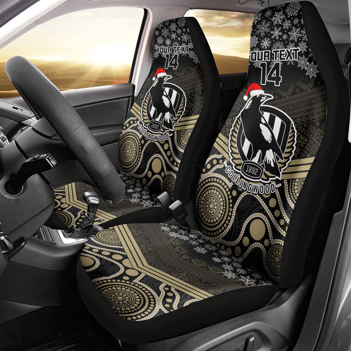 custom-collingwood-football-christmas-car-seat-cover-merry-xmas-2023-mix-aboriginal-art