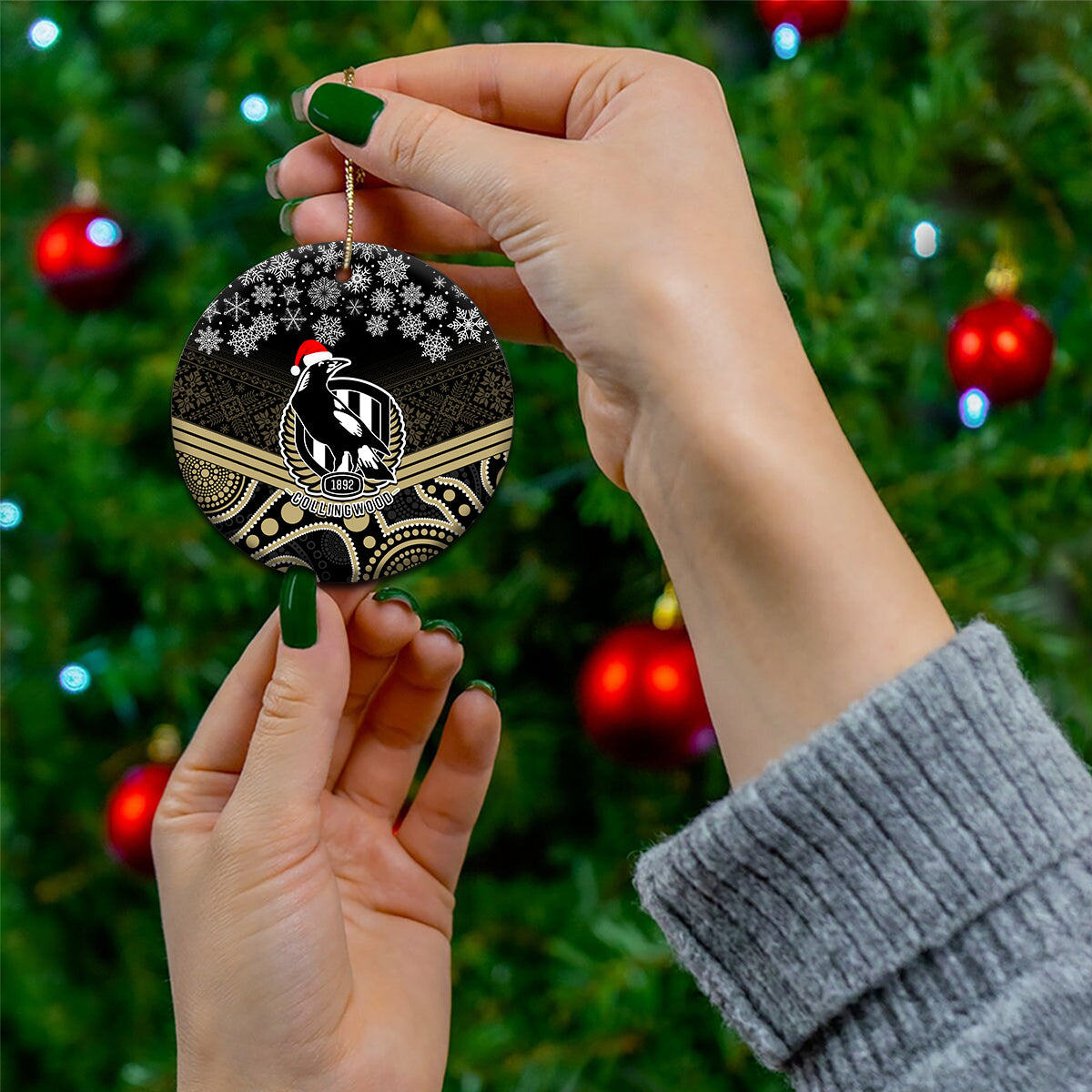 collingwood-football-christmas-ceramic-ornament-merry-xmas-2023-mix-aboriginal-art