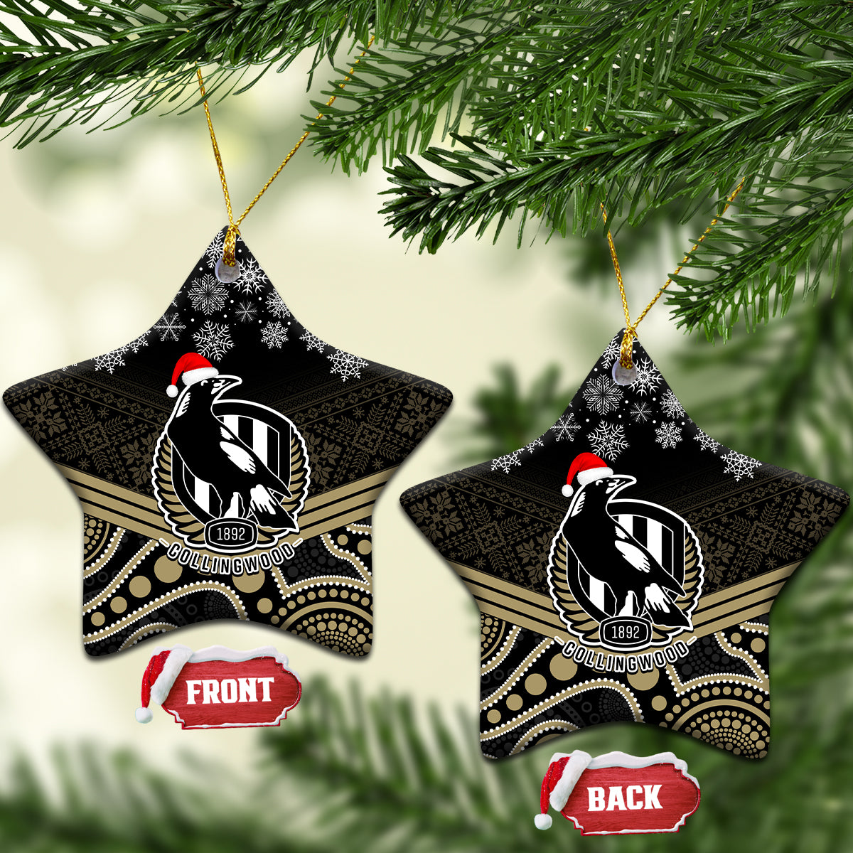 collingwood-football-christmas-ceramic-ornament-merry-xmas-2023-mix-aboriginal-art