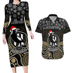 custom-collingwood-football-christmas-couples-matching-long-sleeve-bodycon-dress-and-hawaiian-shirt-merry-xmas-2023-mix-aboriginal-art