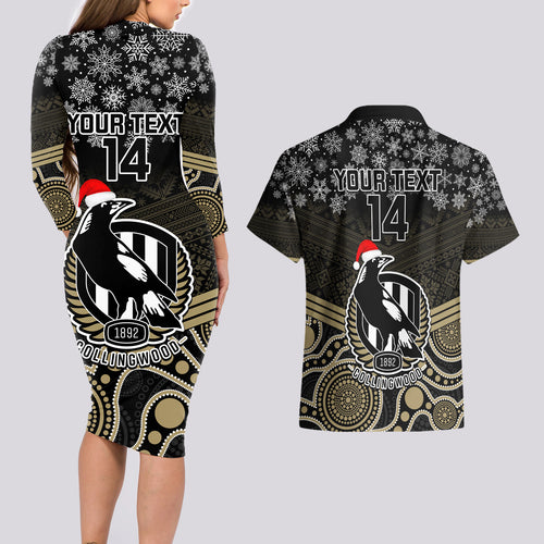 custom-collingwood-football-christmas-couples-matching-long-sleeve-bodycon-dress-and-hawaiian-shirt-merry-xmas-2023-mix-aboriginal-art
