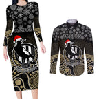 custom-collingwood-football-christmas-couples-matching-long-sleeve-bodycon-dress-and-long-sleeve-button-shirt-merry-xmas-2023-mix-aboriginal-art