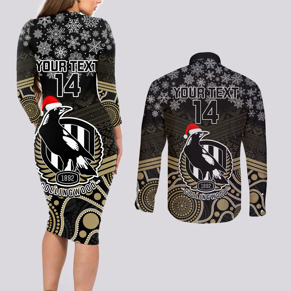 custom-collingwood-football-christmas-couples-matching-long-sleeve-bodycon-dress-and-long-sleeve-button-shirt-merry-xmas-2023-mix-aboriginal-art