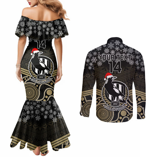 custom-collingwood-football-christmas-couples-matching-mermaid-dress-and-long-sleeve-button-shirt-merry-xmas-2023-mix-aboriginal-art