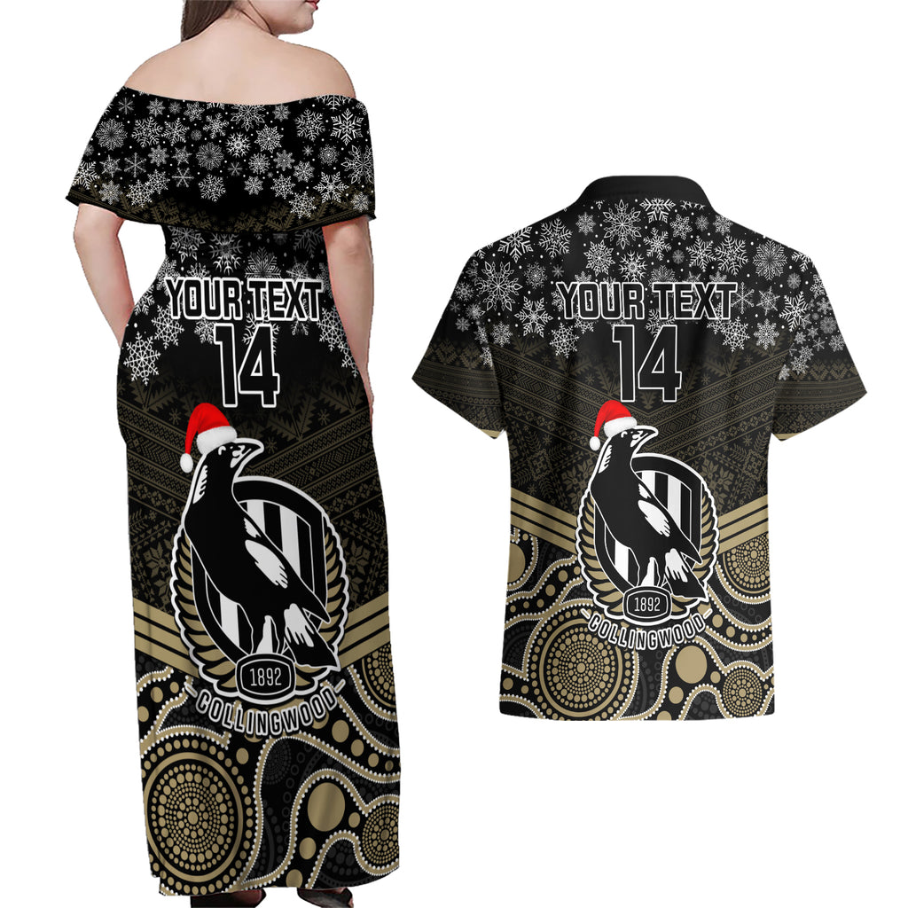 custom-collingwood-football-christmas-couples-matching-off-shoulder-maxi-dress-and-hawaiian-shirt-merry-xmas-2023-mix-aboriginal-art