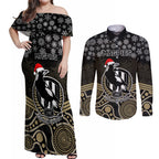 custom-collingwood-football-christmas-couples-matching-off-shoulder-maxi-dress-and-long-sleeve-button-shirt-merry-xmas-2023-mix-aboriginal-art
