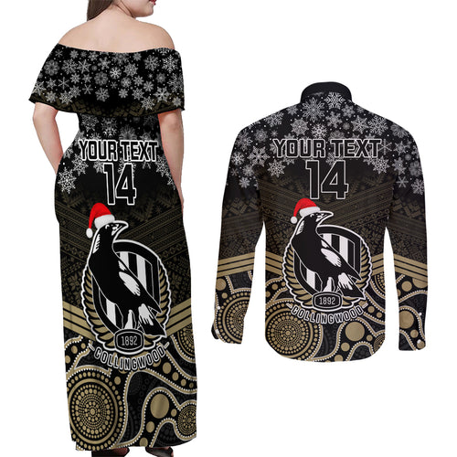 custom-collingwood-football-christmas-couples-matching-off-shoulder-maxi-dress-and-long-sleeve-button-shirt-merry-xmas-2023-mix-aboriginal-art