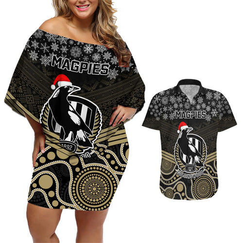 custom-collingwood-football-christmas-couples-matching-off-shoulder-short-dress-and-hawaiian-shirt-merry-xmas-2023-mix-aboriginal-art