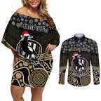 custom-collingwood-football-christmas-couples-matching-off-shoulder-short-dress-and-long-sleeve-button-shirt-merry-xmas-2023-mix-aboriginal-art