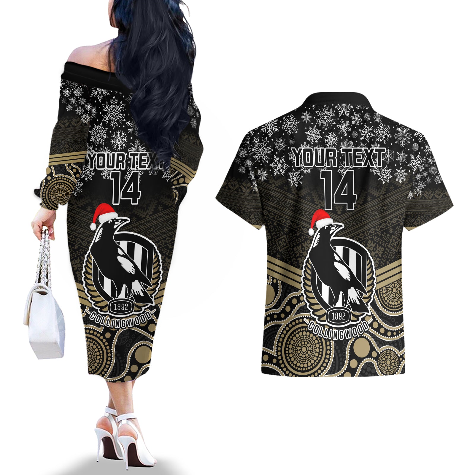 custom-collingwood-football-christmas-couples-matching-off-the-shoulder-long-sleeve-dress-and-hawaiian-shirt-merry-xmas-2023-mix-aboriginal-art