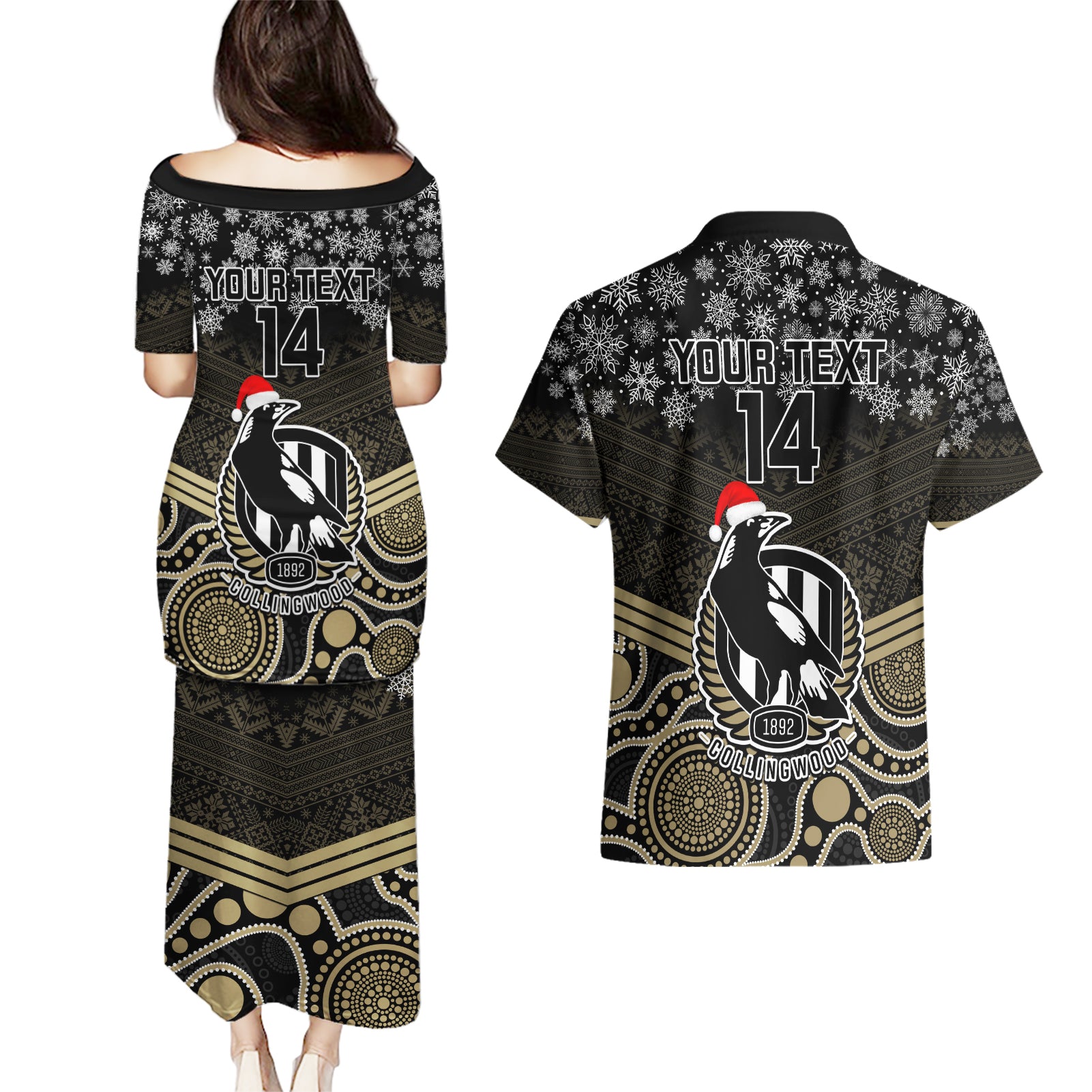 custom-collingwood-football-christmas-couples-matching-puletasi-dress-and-hawaiian-shirt-merry-xmas-2023-mix-aboriginal-art