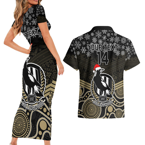 custom-collingwood-football-christmas-couples-matching-short-sleeve-bodycon-dress-and-hawaiian-shirt-merry-xmas-2023-mix-aboriginal-art