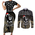 custom-collingwood-football-christmas-couples-matching-short-sleeve-bodycon-dress-and-long-sleeve-button-shirt-merry-xmas-2023-mix-aboriginal-art