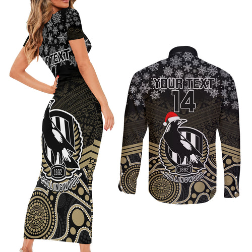 custom-collingwood-football-christmas-couples-matching-short-sleeve-bodycon-dress-and-long-sleeve-button-shirt-merry-xmas-2023-mix-aboriginal-art