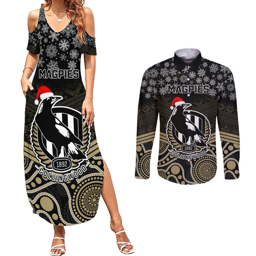 custom-collingwood-football-christmas-couples-matching-summer-maxi-dress-and-long-sleeve-button-shirt-merry-xmas-2023-mix-aboriginal-art