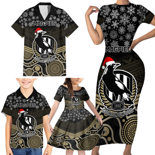 custom-collingwood-football-christmas-family-matching-short-sleeve-bodycon-dress-and-hawaiian-shirt-merry-xmas-2023-mix-aboriginal-art