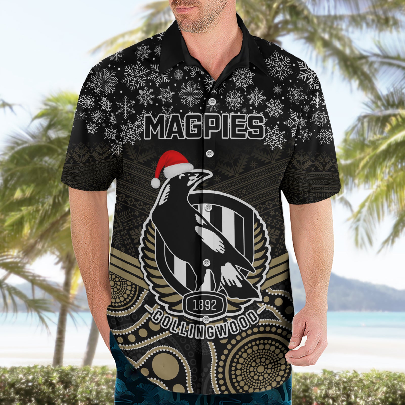 custom-collingwood-football-christmas-hawaiian-shirt-merry-xmas-2023-mix-aboriginal-art
