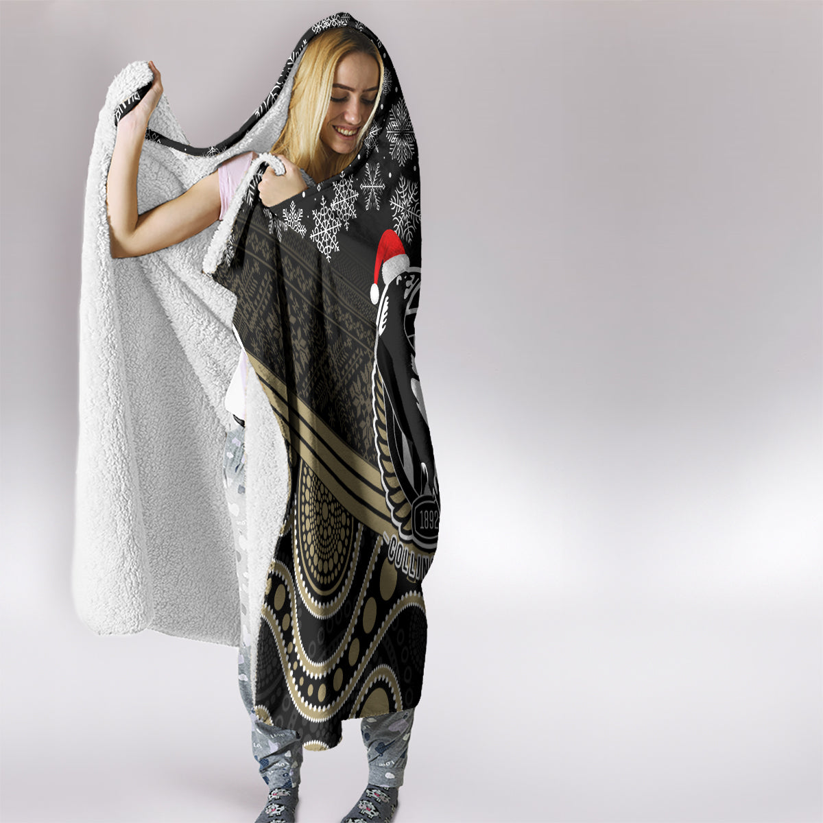 custom-collingwood-football-christmas-hooded-blanket-merry-xmas-2023-mix-aboriginal-art