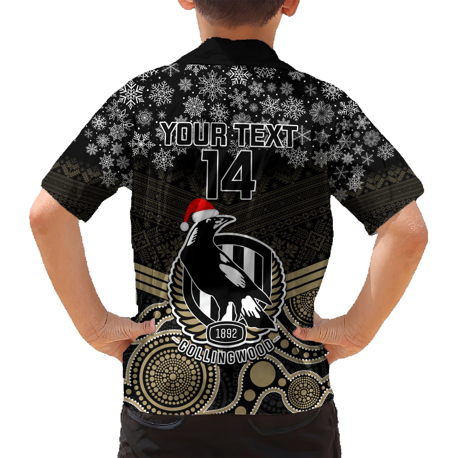 custom-collingwood-football-christmas-kid-hawaiian-shirt-merry-xmas-2023-mix-aboriginal-art