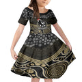 custom-collingwood-football-christmas-kid-short-sleeve-dress-merry-xmas-2023-mix-aboriginal-art