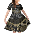 custom-collingwood-football-christmas-kid-short-sleeve-dress-merry-xmas-2023-mix-aboriginal-art