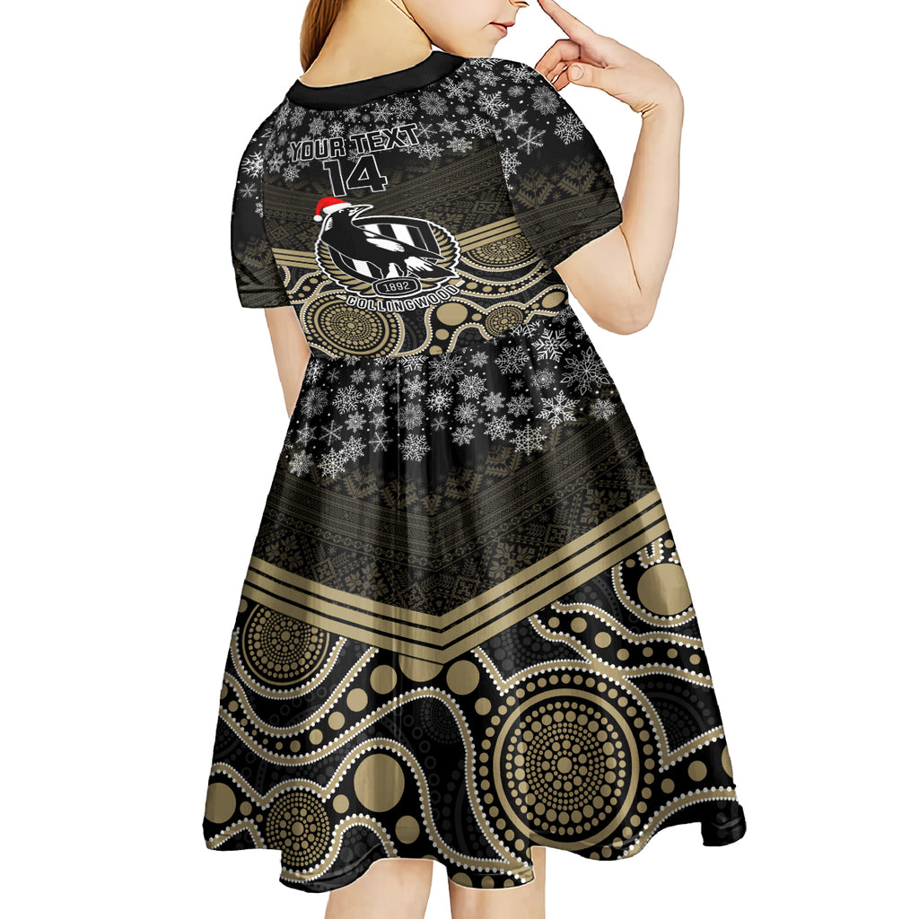 custom-collingwood-football-christmas-kid-short-sleeve-dress-merry-xmas-2023-mix-aboriginal-art