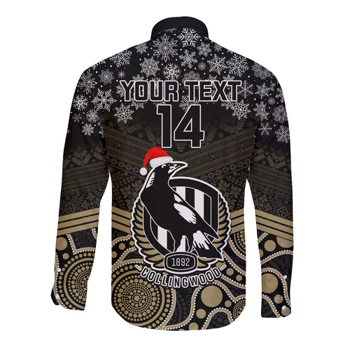 custom-collingwood-football-christmas-long-sleeve-button-shirt-merry-xmas-2023-mix-aboriginal-art