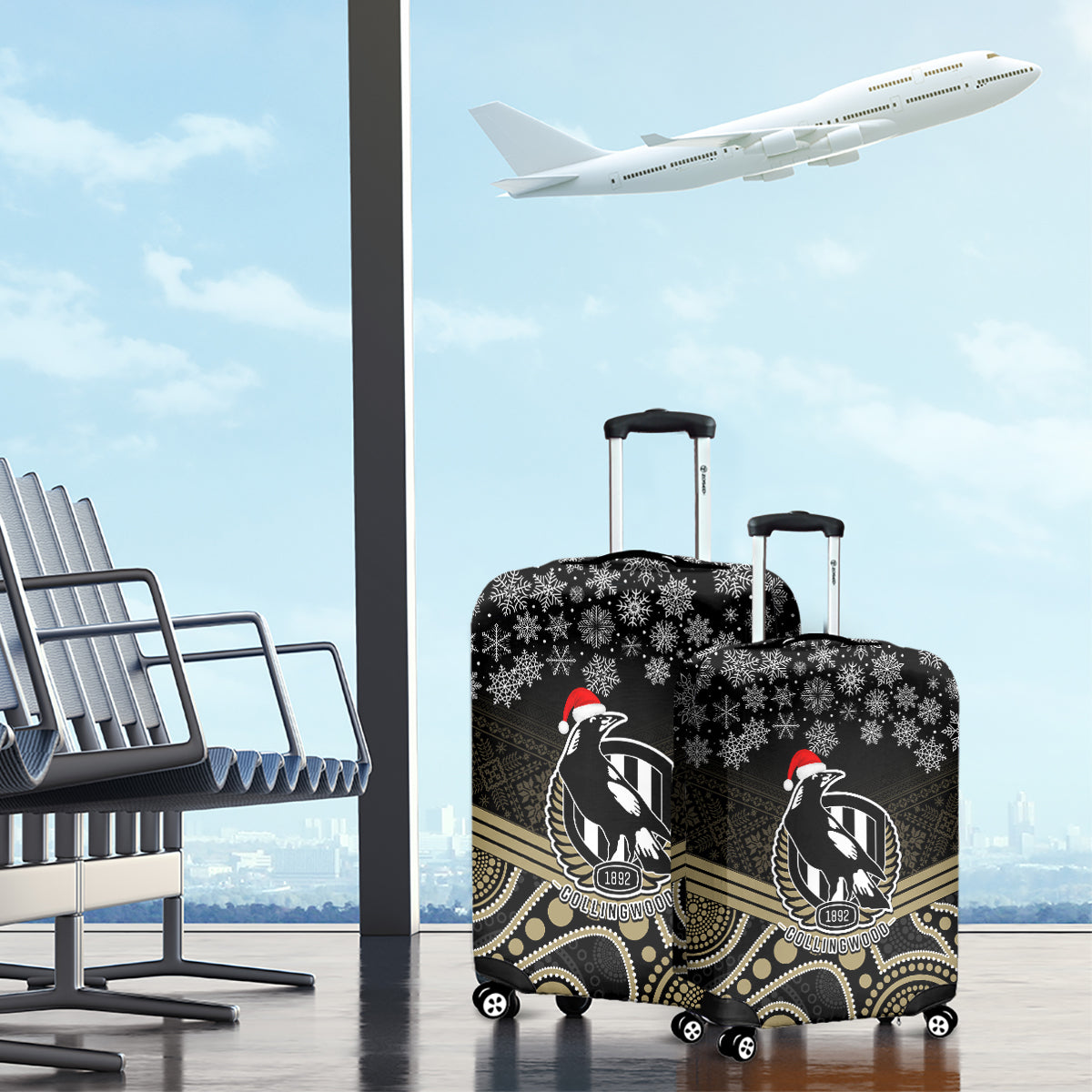 custom-collingwood-football-christmas-luggage-cover-merry-xmas-2023-mix-aboriginal-art