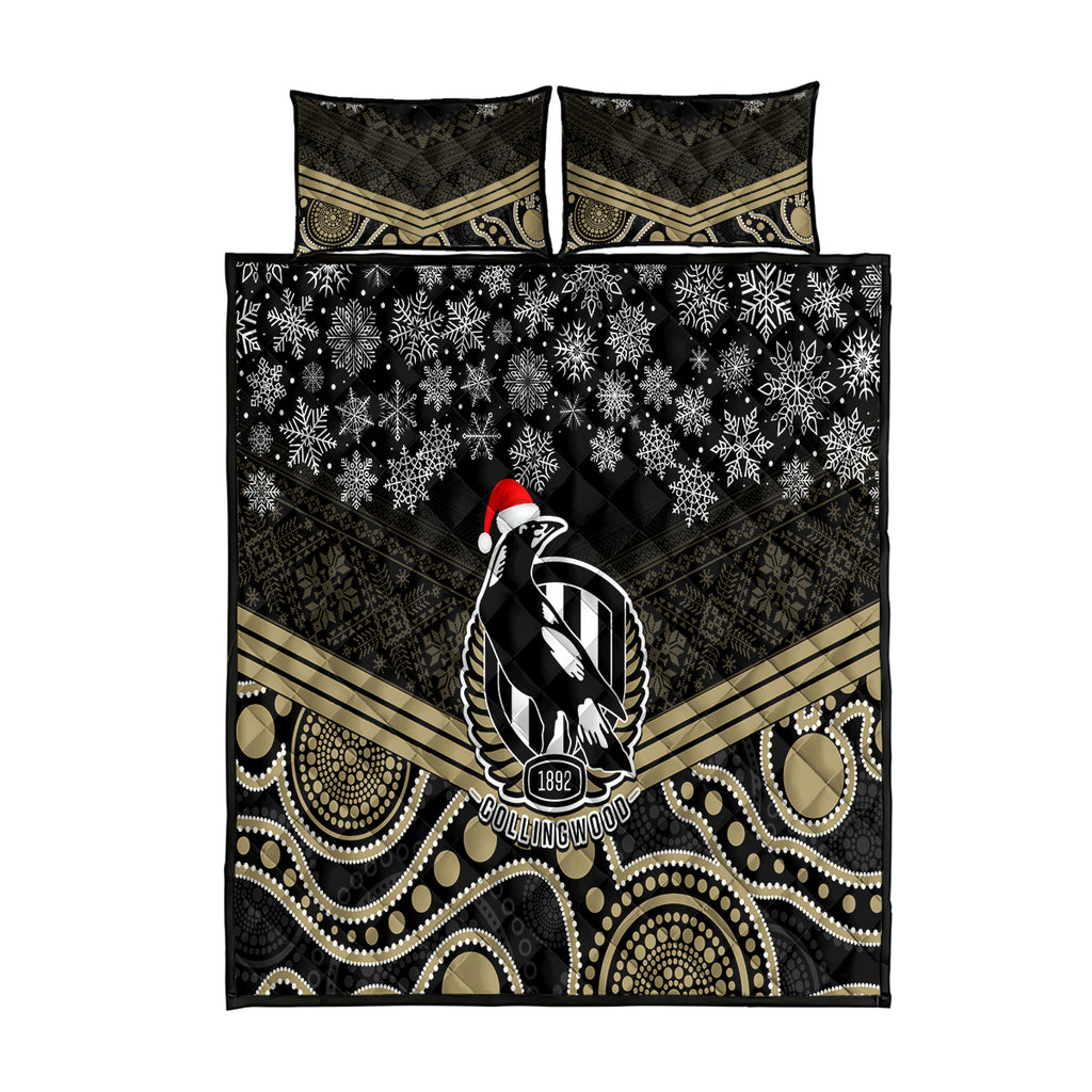 custom-collingwood-football-christmas-quilt-bed-set-merry-xmas-2023-mix-aboriginal-art