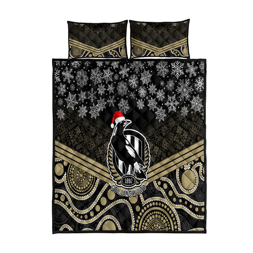 custom-collingwood-football-christmas-quilt-bed-set-merry-xmas-2023-mix-aboriginal-art