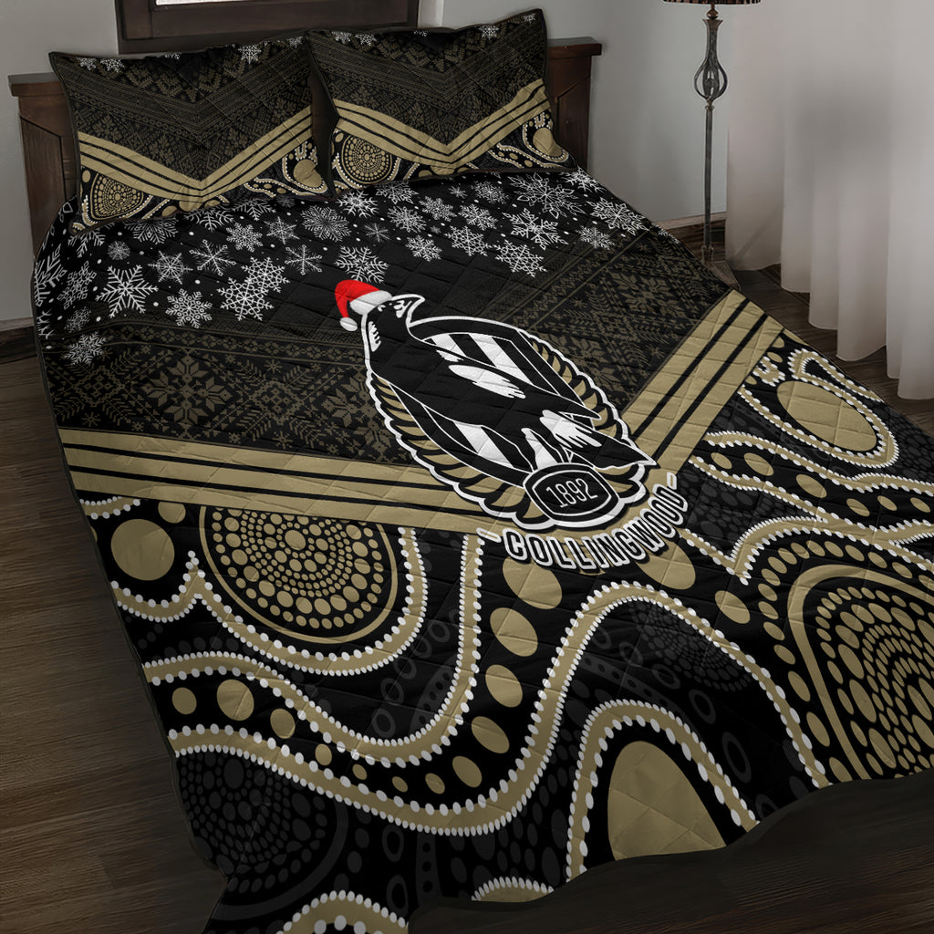 custom-collingwood-football-christmas-quilt-bed-set-merry-xmas-2023-mix-aboriginal-art